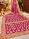 KcPc Khaddi Georgette Bandhani Style Saree with Traditional Zardosi Work for Festive Wear