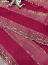 KcPc Tissue Silk Designer Saree with Diamond Work and Blouse for Office Wear