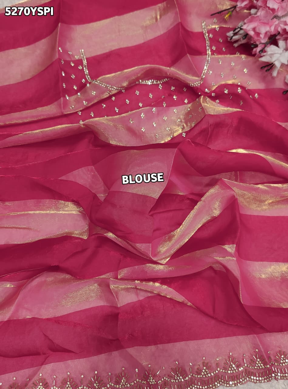 KcPc Tissue Silk Designer Saree with Diamond Work and Blouse for Office Wear