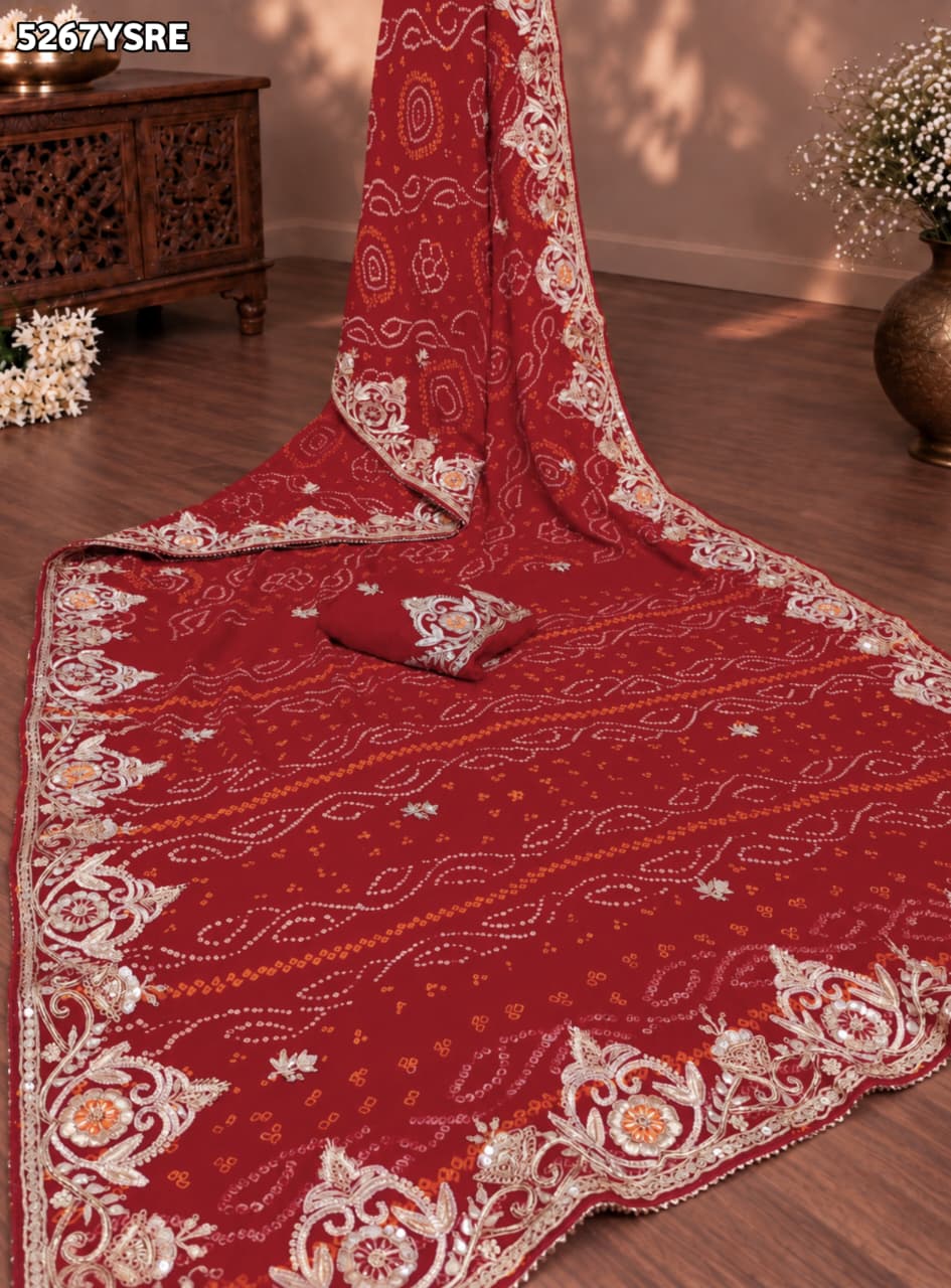 KcPc Ojariya Traditional Saree with Gota Patti Work and Blouse for Festive WearRKSH