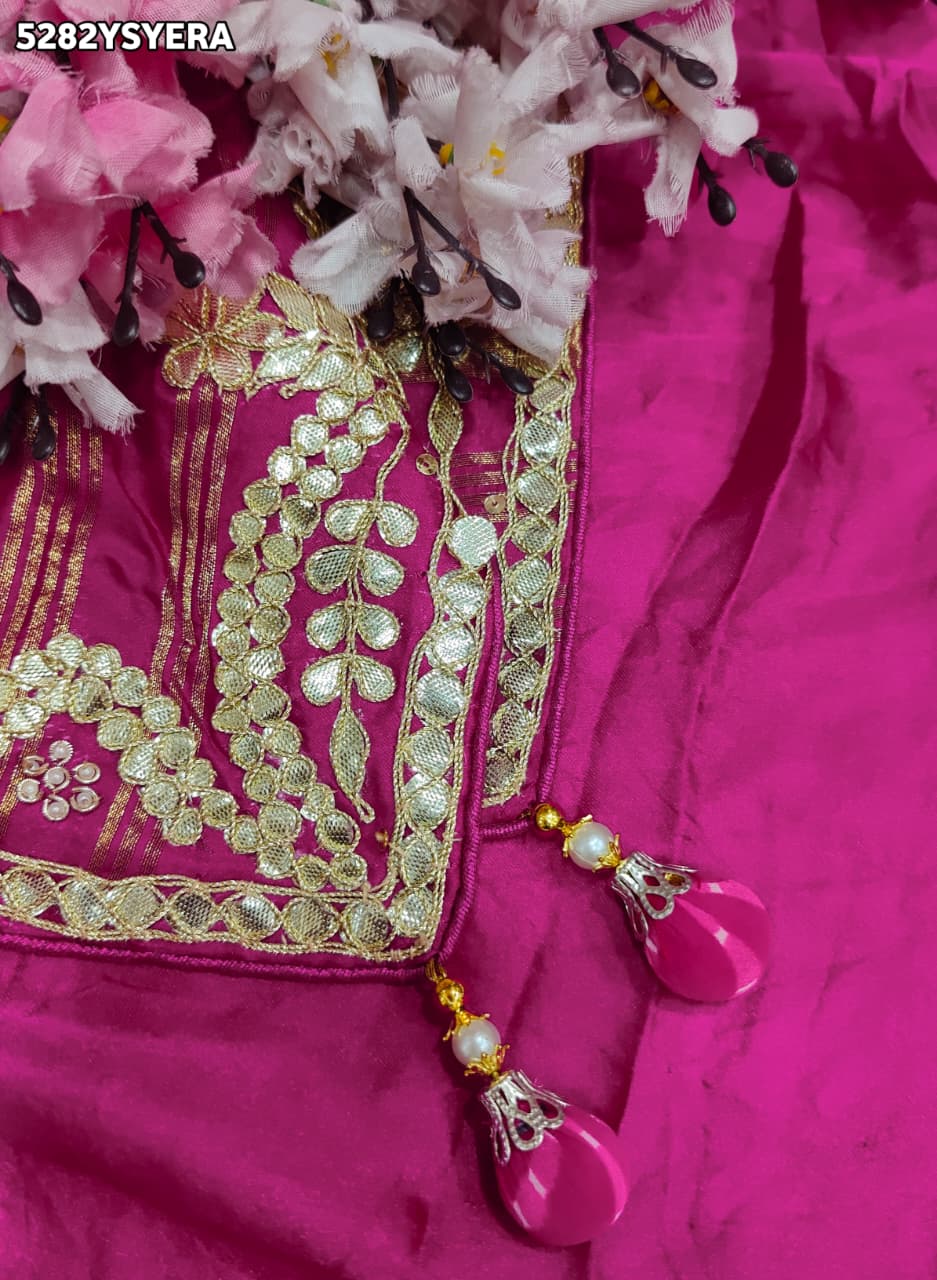 KcPc Semi Gaji Silk Traditional Bandhani Saree with Elegant Gotapatti WorkRG
