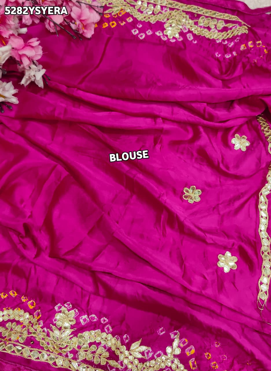 KcPc Semi Gaji Silk Traditional Bandhani Saree with Elegant Gotapatti WorkRG