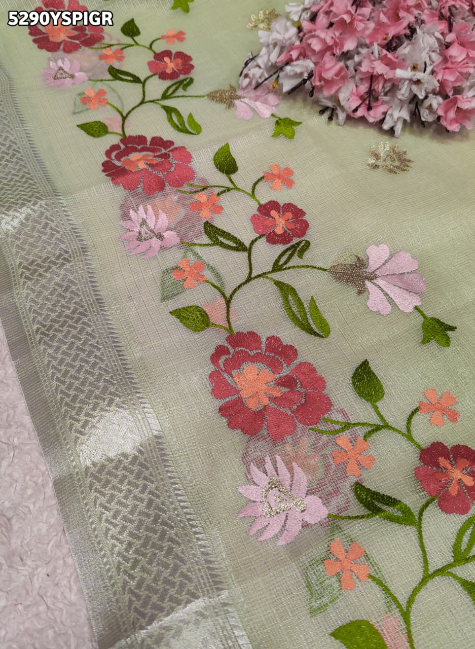 KcPc Kota Doria Banarasi Style Saree with Traditional Kashida Work for Festive Wear SWA