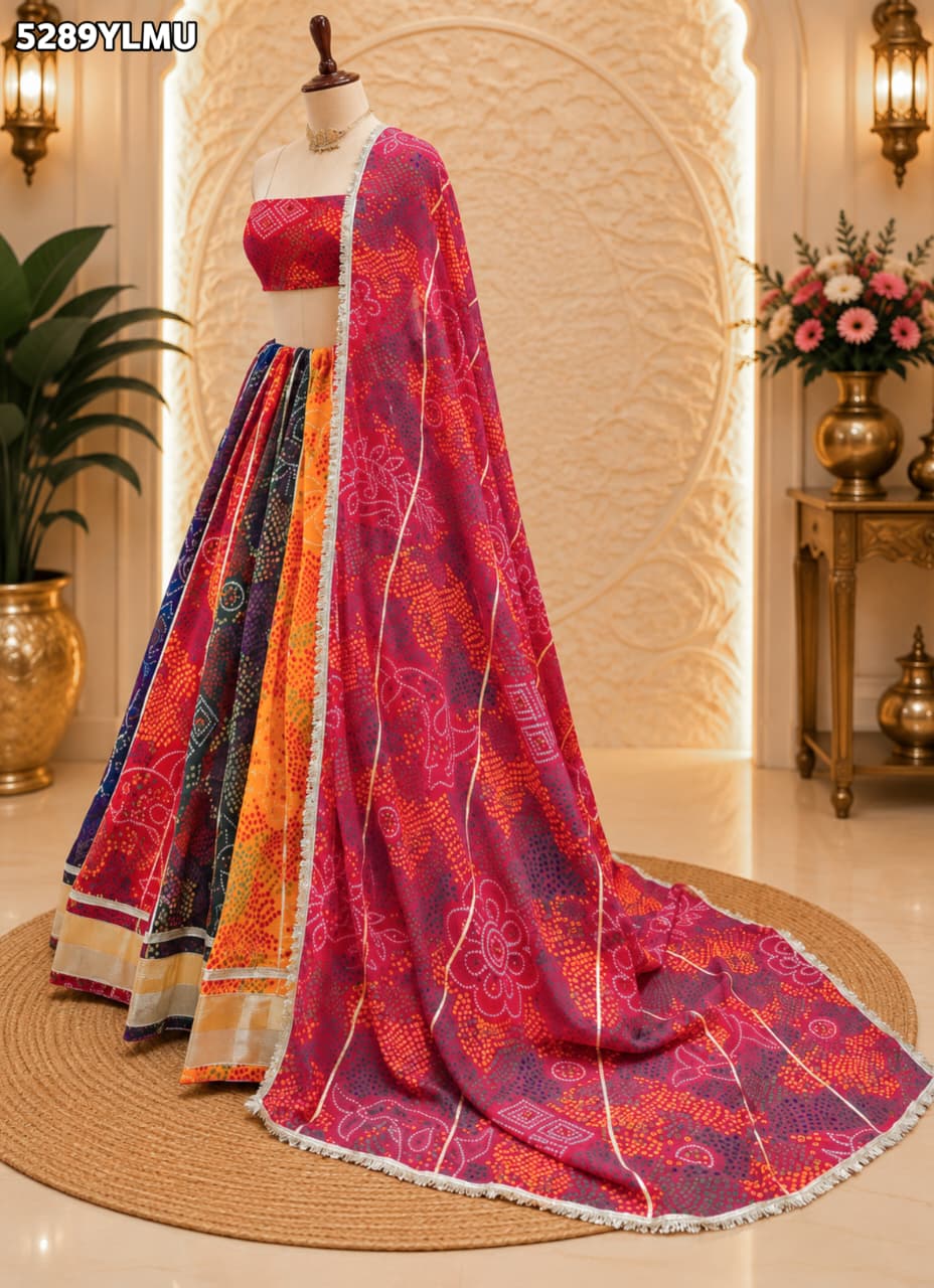 KcPc Khaddi Georgette Leheriya Style Traditional Saree for Festive Wear