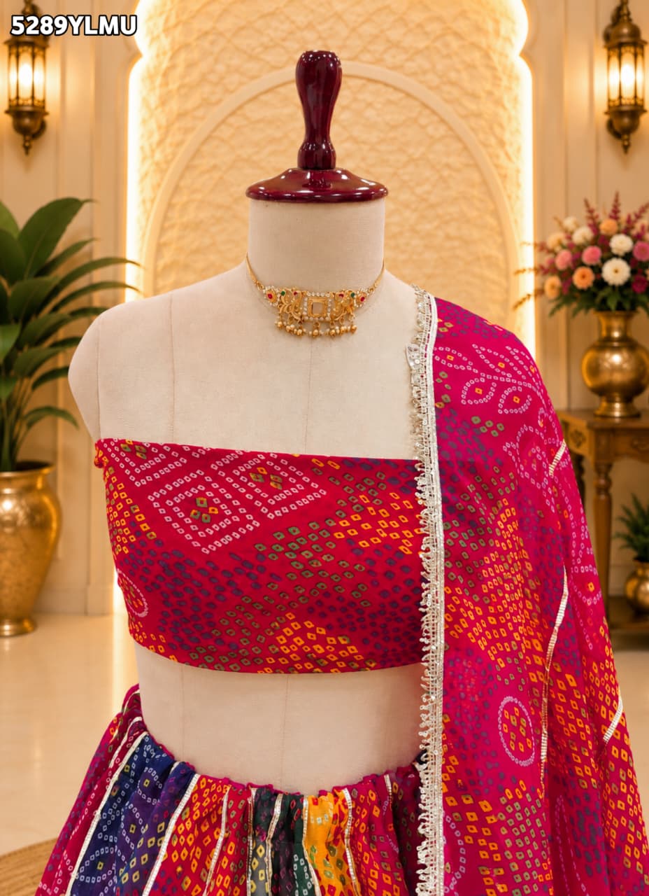 KcPc Khaddi Georgette Leheriya Style Traditional Saree for Festive Wear