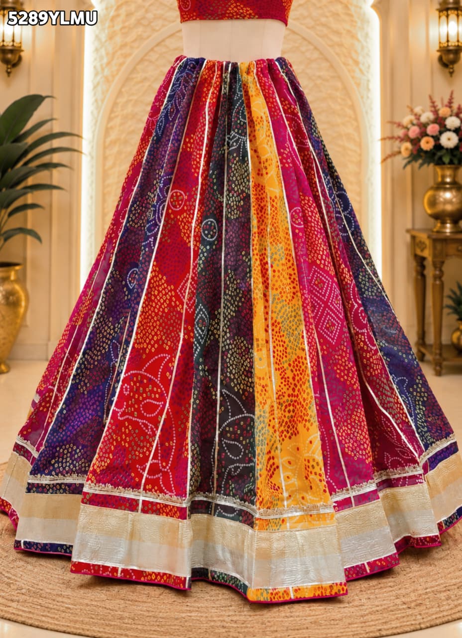 KcPc Khaddi Georgette Leheriya Style Traditional Saree for Festive Wear