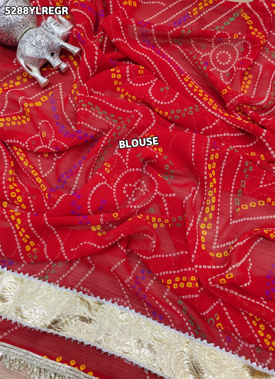 KcPc Georgette Bandhani Style Lehenga with Traditional Gota Work for Festive Wear