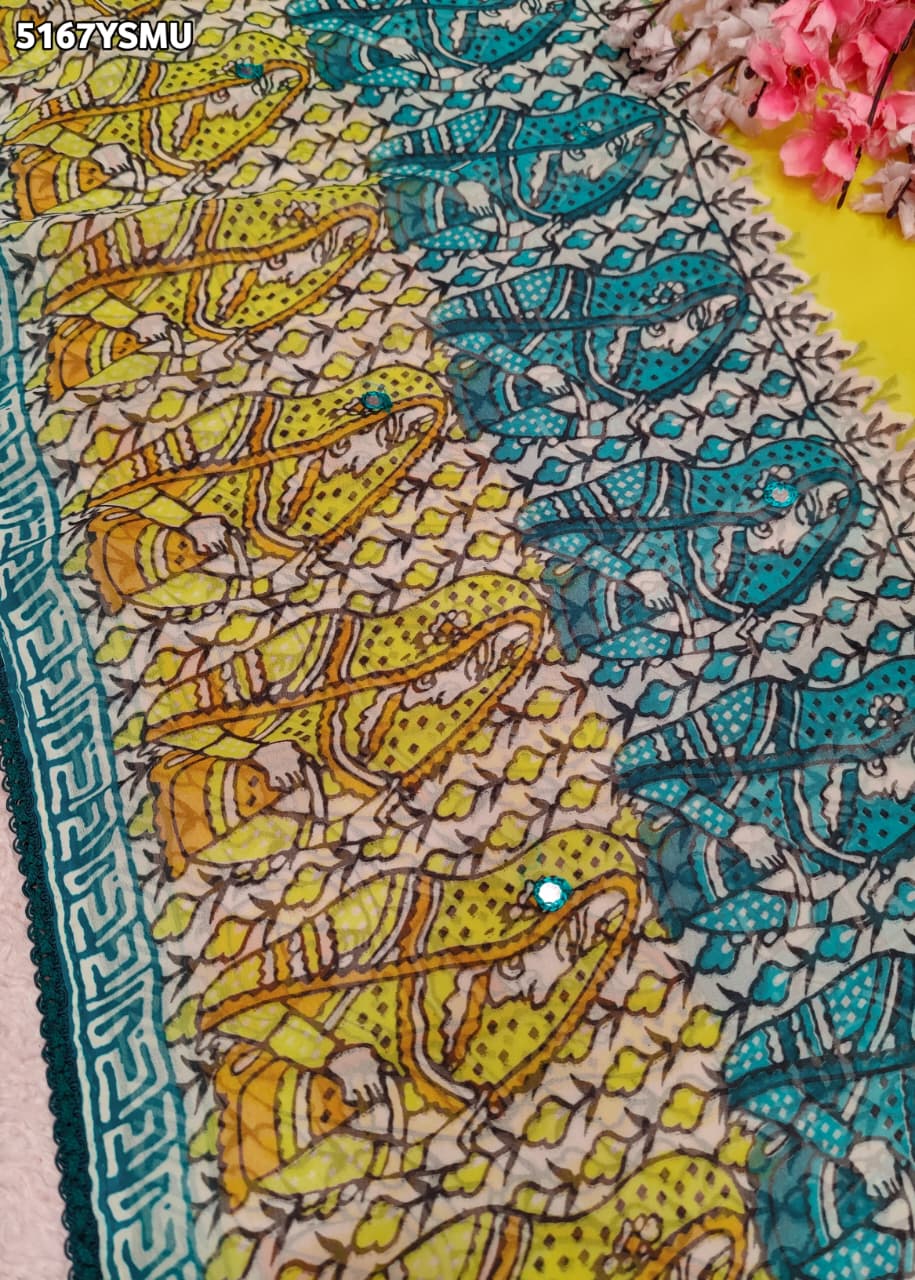 KcPc Georgette Printed Style Designer Festive Saree with BlouseSWC