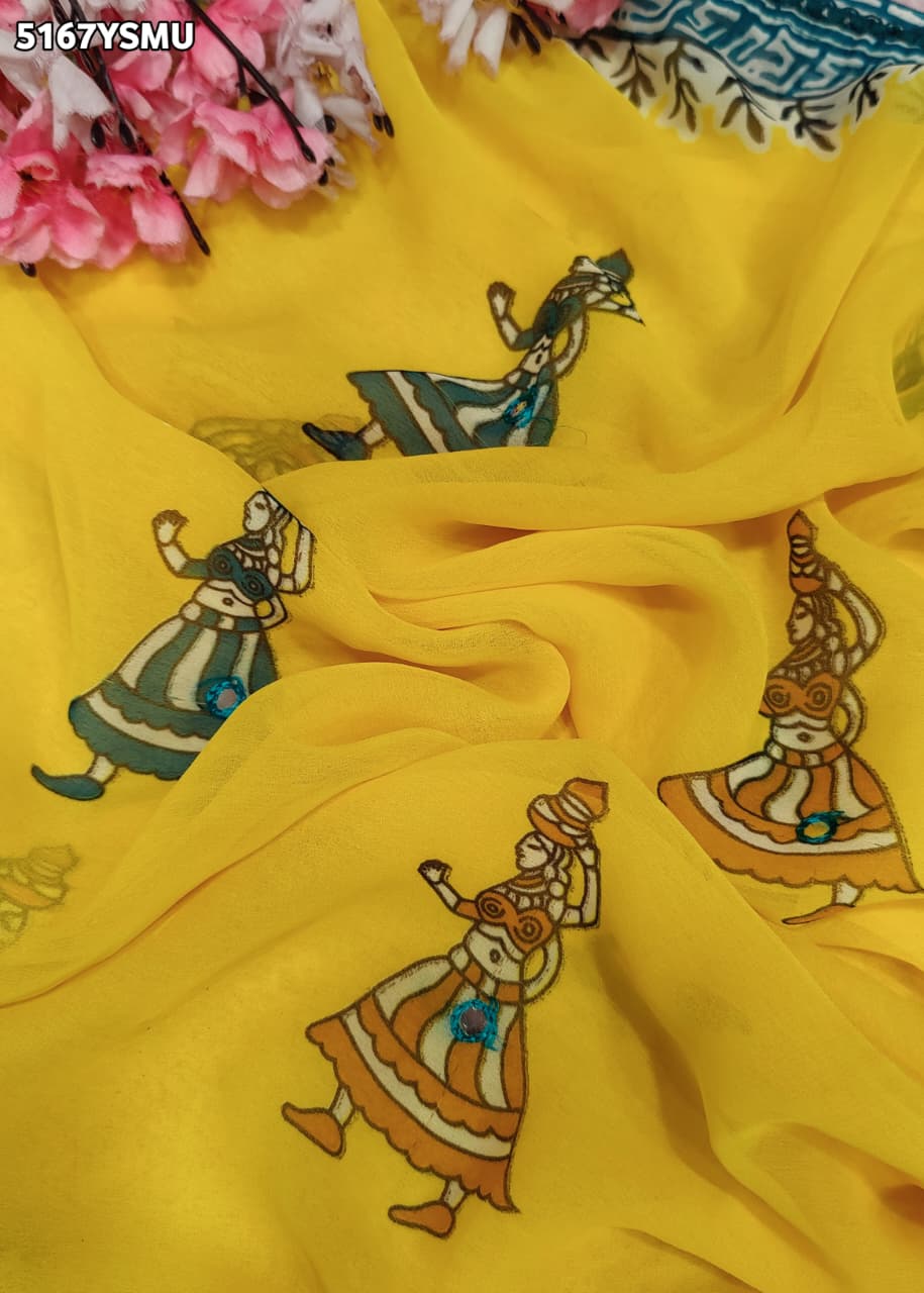 KcPc Georgette Printed Style Designer Festive Saree with BlouseSWC
