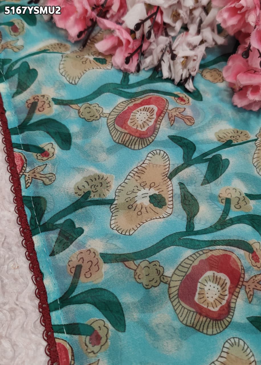 Traditional Georgette Printed Style Festive Wear Saree with Blouse 4