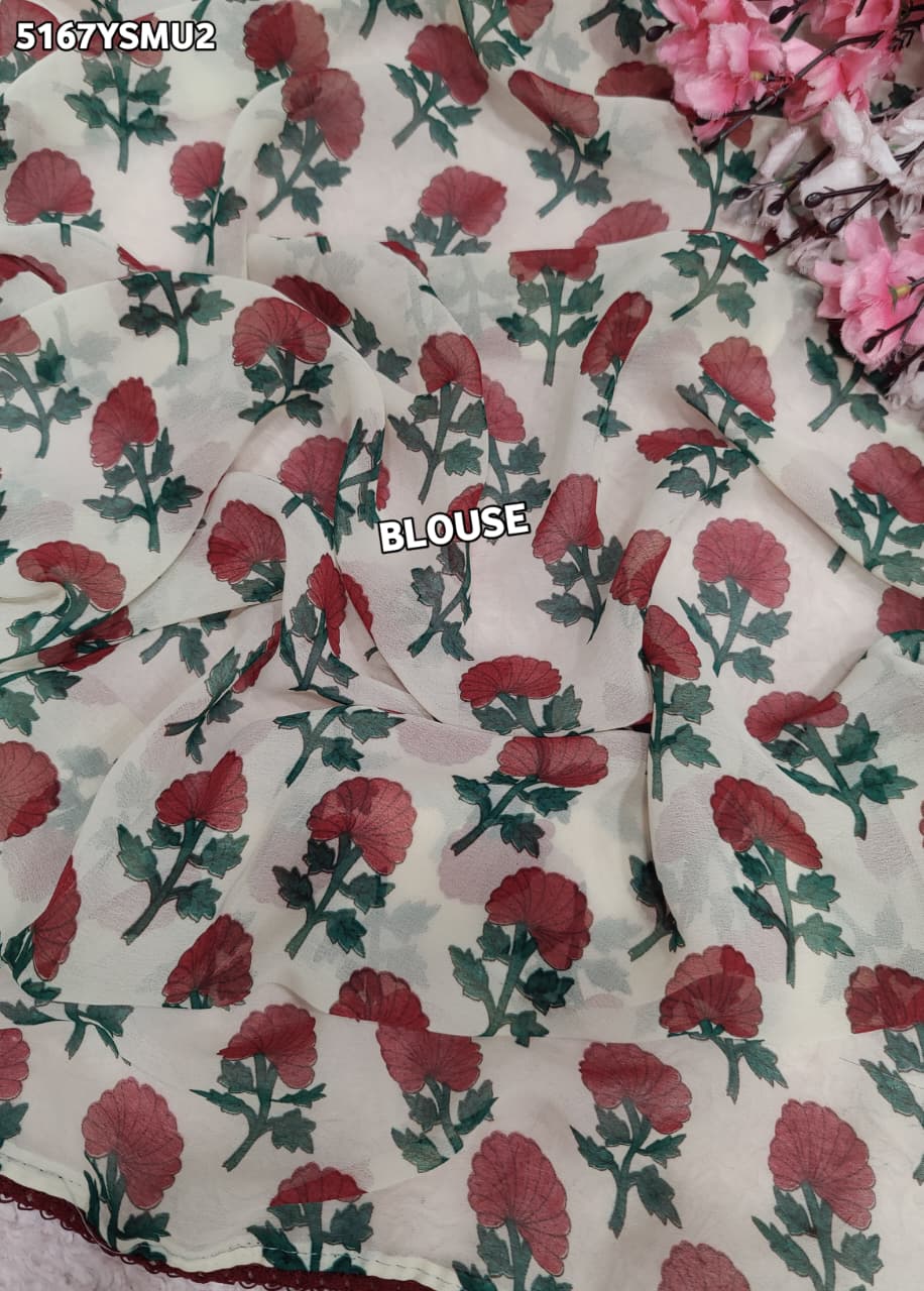 Traditional Georgette Printed Style Festive Wear Saree with Blouse 6