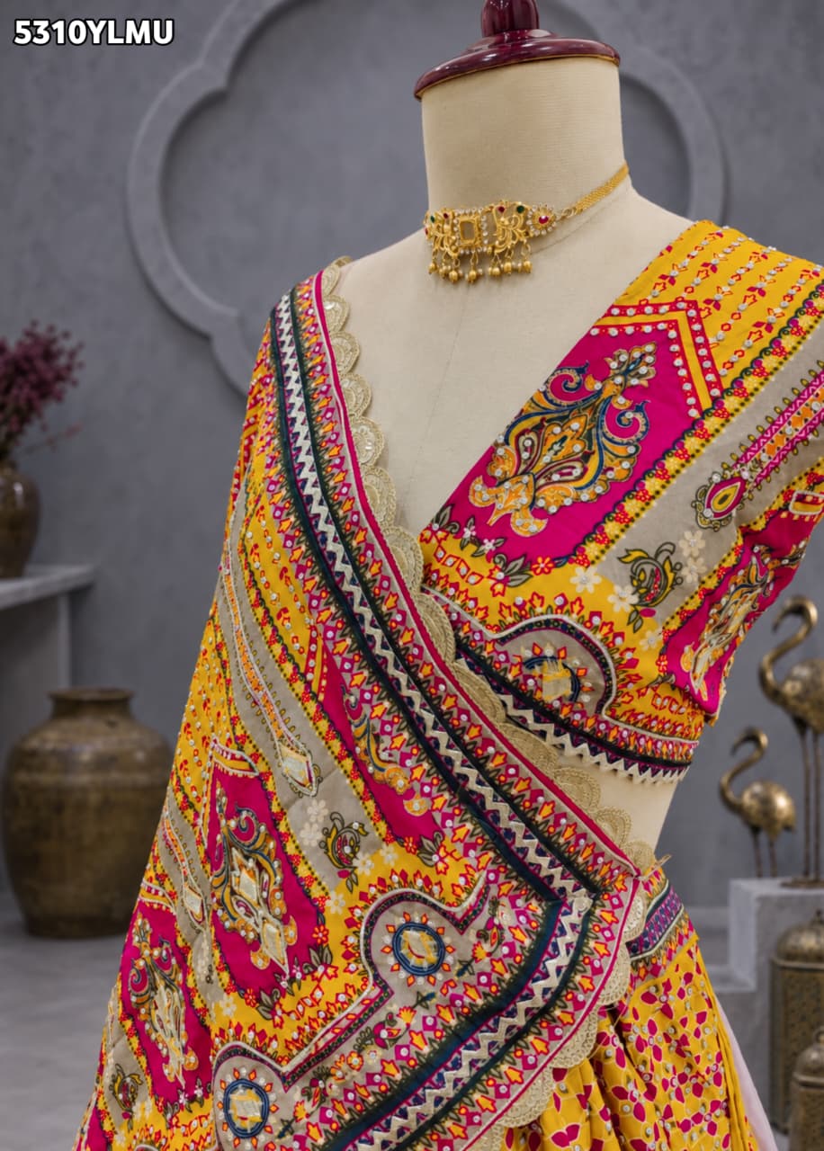 KcPc Crepe Silk Printed Lehenga with Cutdana Embroidery Work for Festive WearBHUTA