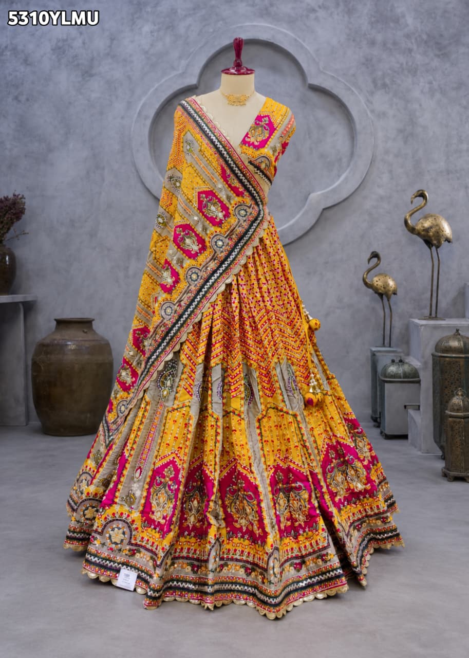 KcPc Crepe Silk Printed Lehenga with Cutdana Embroidery Work for Festive WearBHUTA