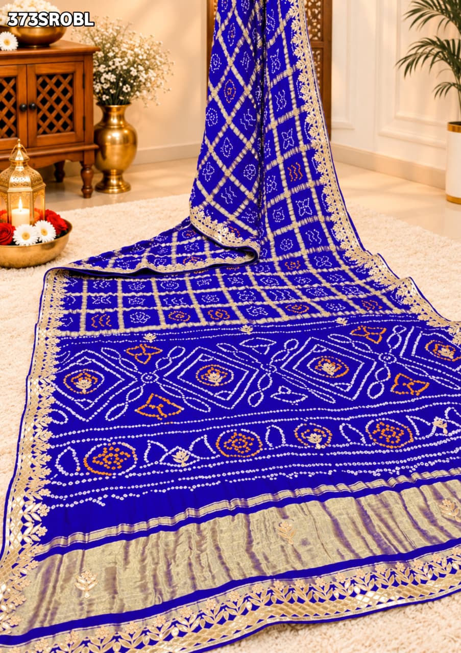 KcPc Pure Gaji Silk Ghatchola Bandhani Saree with Heavy Gotapatti Work for Traditional WearAMT