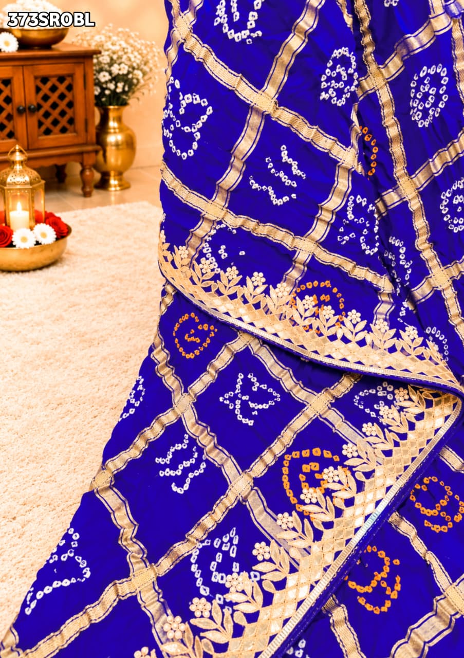KcPc Pure Gaji Silk Ghatchola Bandhani Saree with Heavy Gotapatti Work for Traditional WearAMT