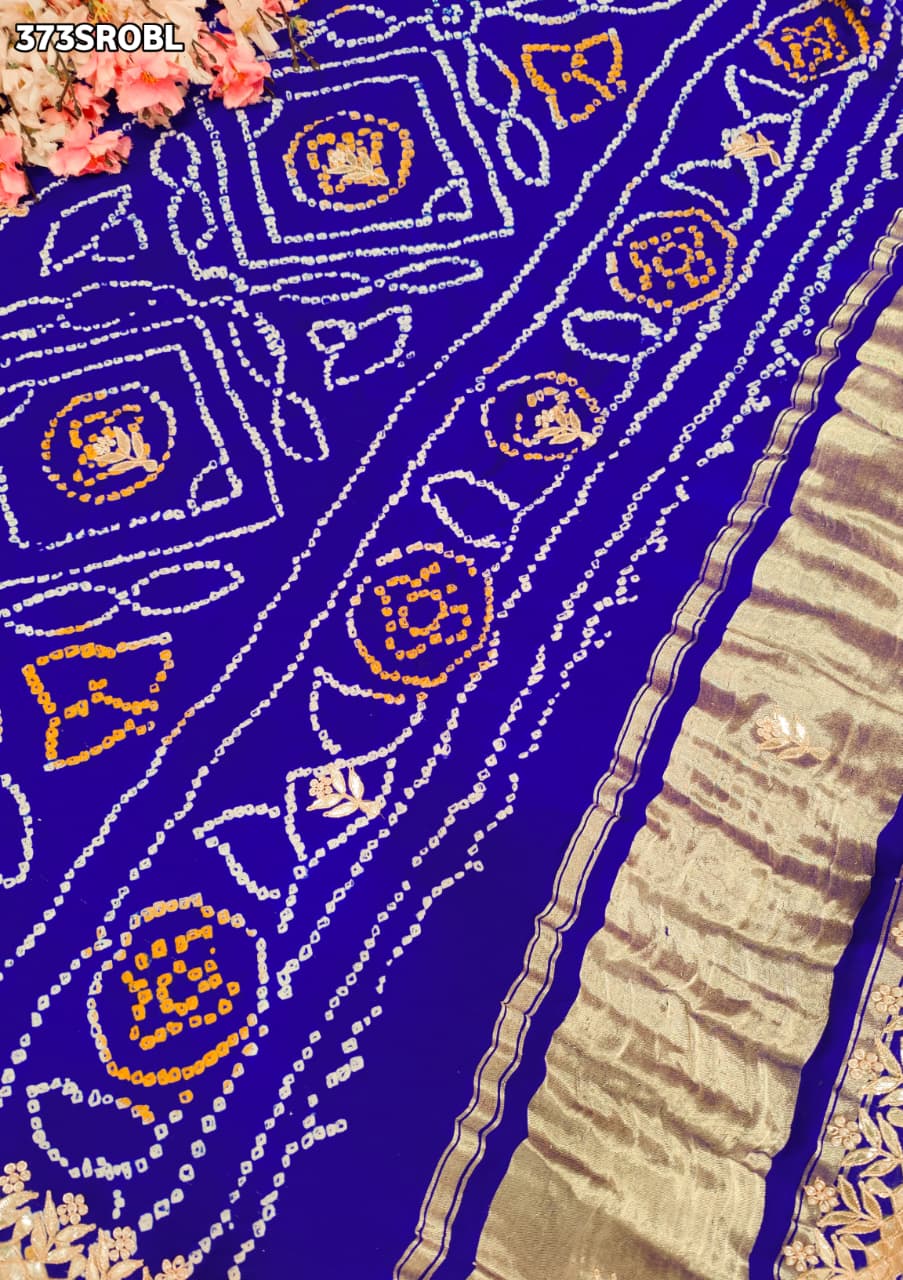 KcPc Pure Gaji Silk Ghatchola Bandhani Saree with Heavy Gotapatti Work for Traditional WearAMT