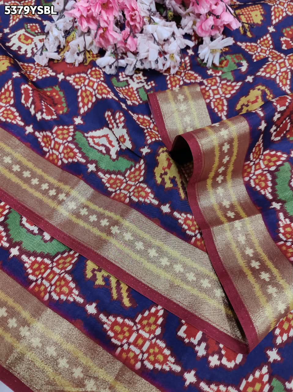 KcPc Banarasi Silk Patola Design Saree with Traditional Zari Weaving