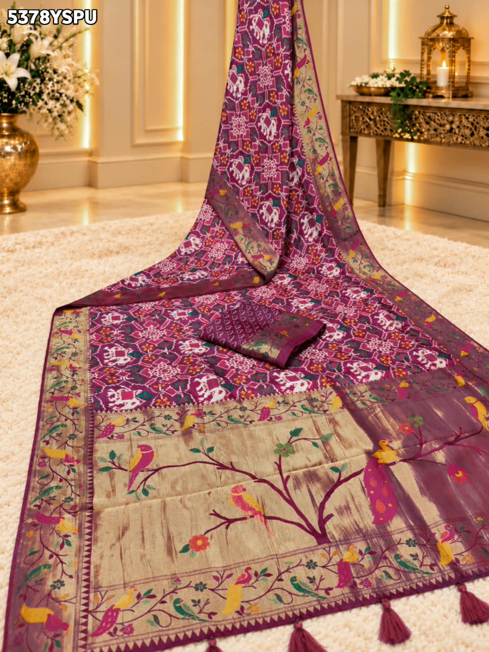 KcPc Latest Banarasi Silk Patola Design with Traditional Kalamkari Zari Weaving Saree