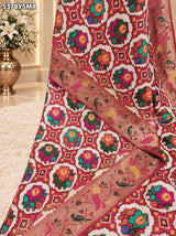 KcPc Banarasi Silk Patola Design Saree with Traditional Kalamkari Zari Weaving