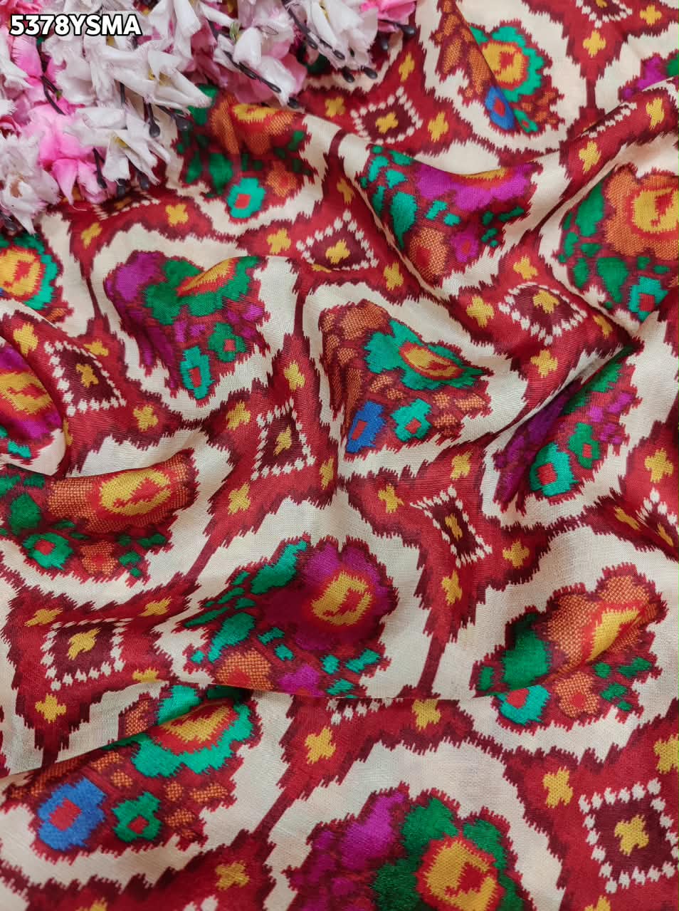 KcPc Banarasi Silk Patola Design Saree with Traditional Kalamkari Zari Weaving