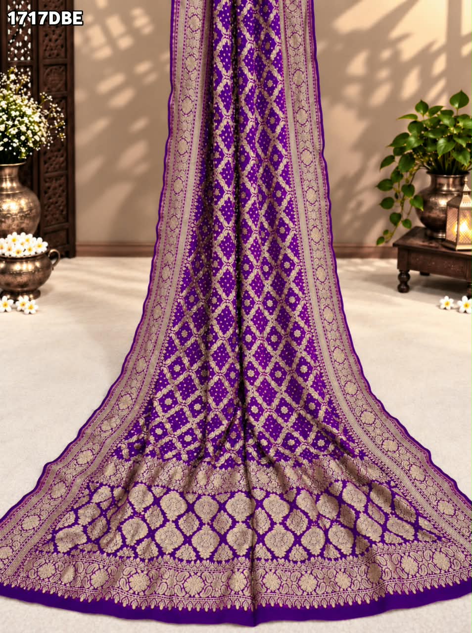 KcPc New Pure Khaddi Georgette Upada Neemzari Bandhej Dupatta Purple