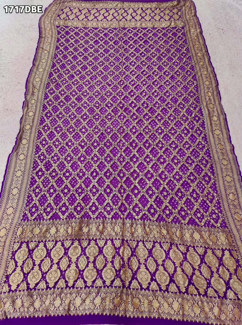 KcPc New Pure Khaddi Georgette Upada Neemzari Bandhej Dupatta Purple