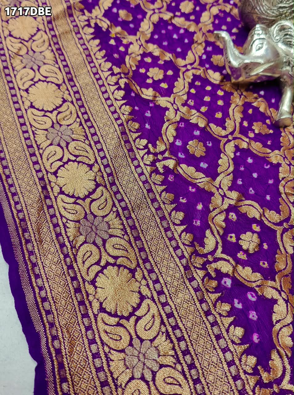 KcPc New Pure Khaddi Georgette Upada Neemzari Bandhej Dupatta Purple