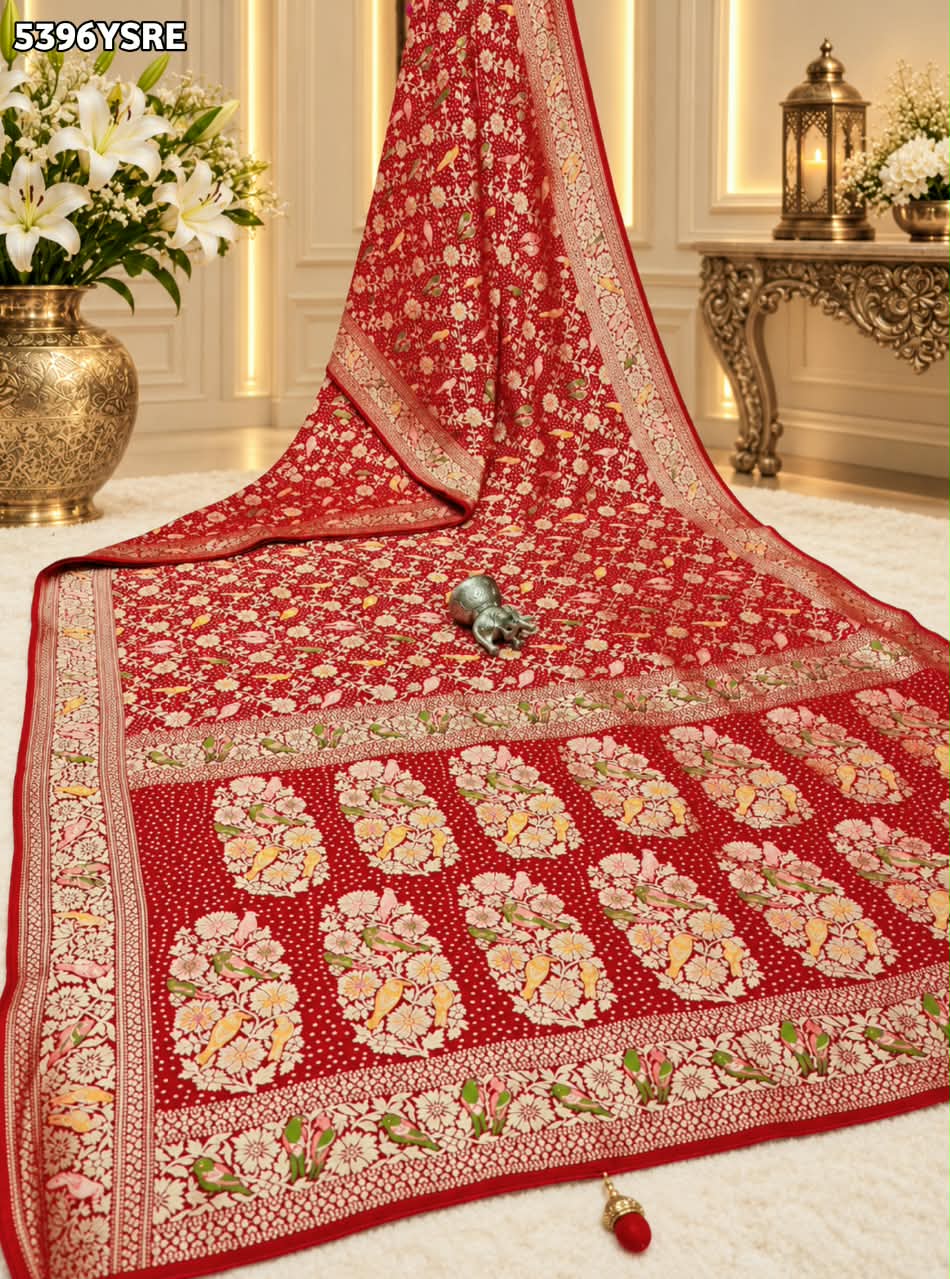 KcPc Traditional Georgette Meenakari Style Saree with Rich Zari Weaving MOHI
