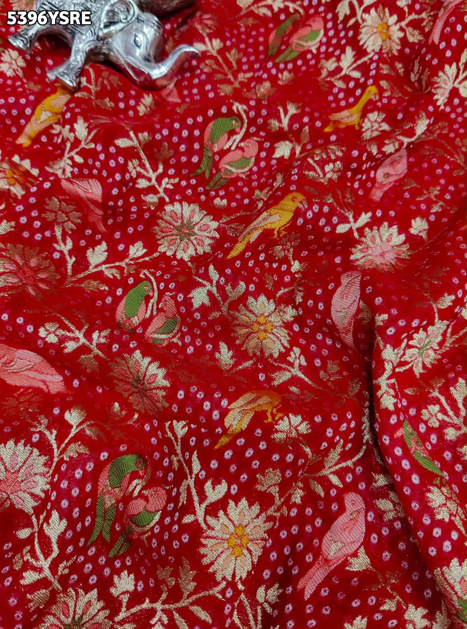 KcPc Traditional Georgette Meenakari Style Saree with Rich Zari Weaving MOHI