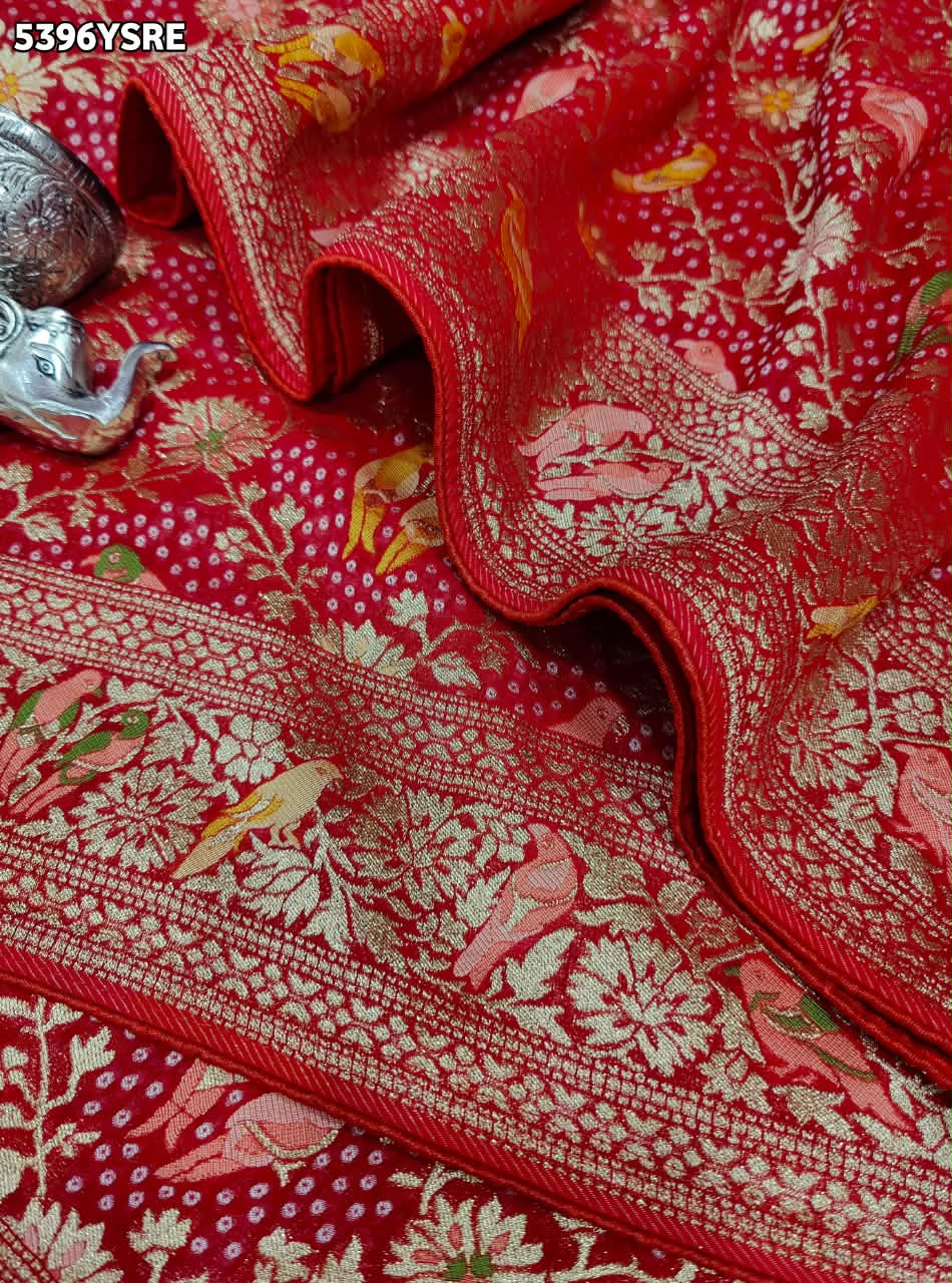 KcPc Traditional Georgette Meenakari Style Saree with Rich Zari Weaving MOHI