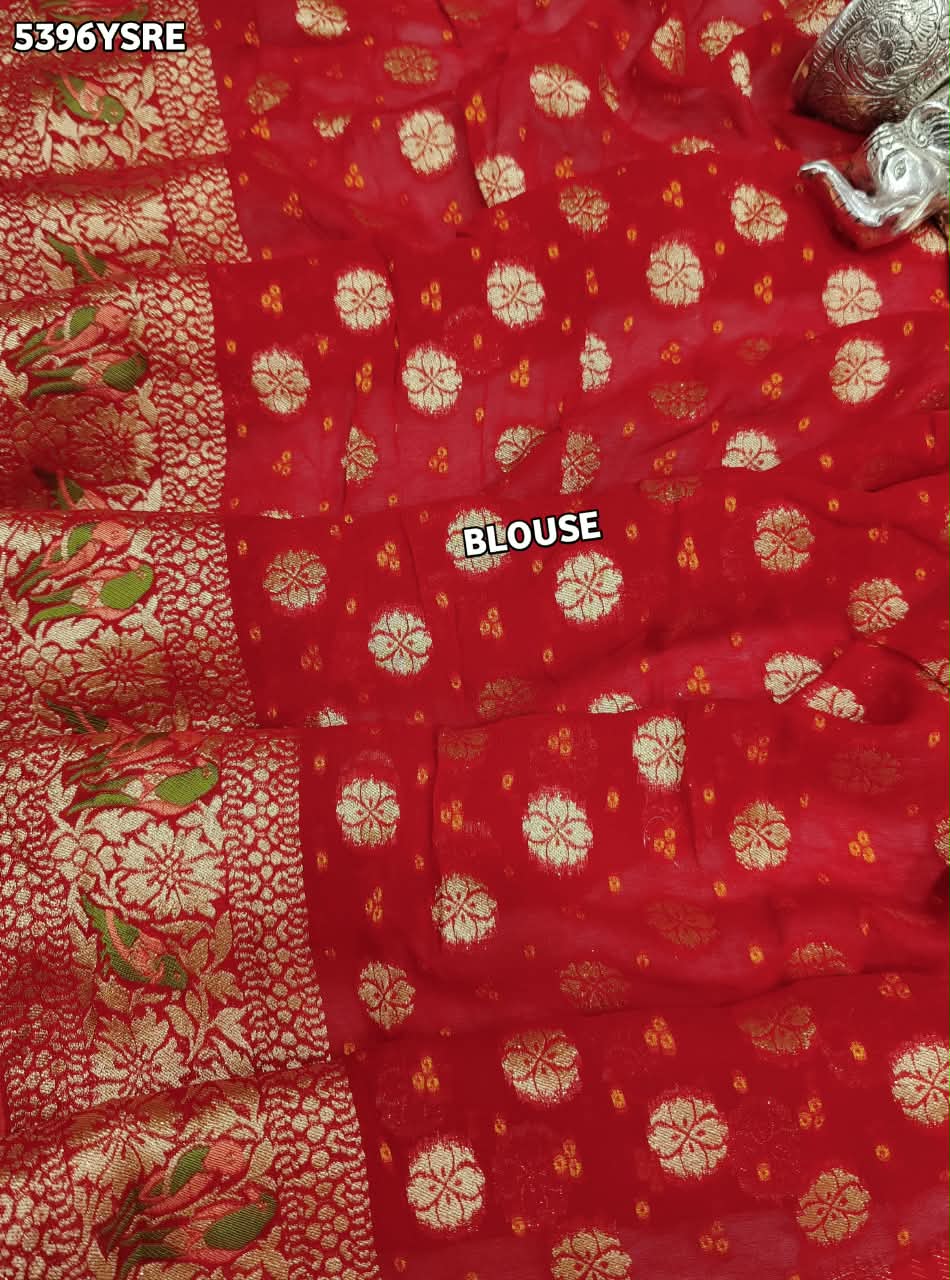 KcPc Traditional Georgette Meenakari Style Saree with Rich Zari Weaving MOHI