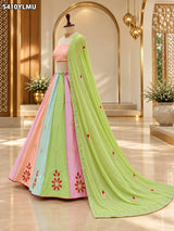 KcPc New Chinon Designer with Traditional Gotapatti Work Lehenga