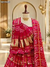 KcPc New Gaji Silk Bandhani Lehenga with Traditional Cutdana Gotapatti Work