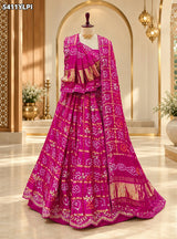 KcPc Gaji Silk Bandhani Lehenga with Traditional Cutdana Gotapatti Work