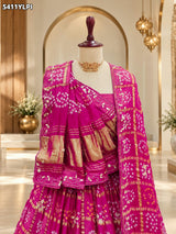 KcPc Gaji Silk Bandhani Lehenga with Traditional Cutdana Gotapatti Work