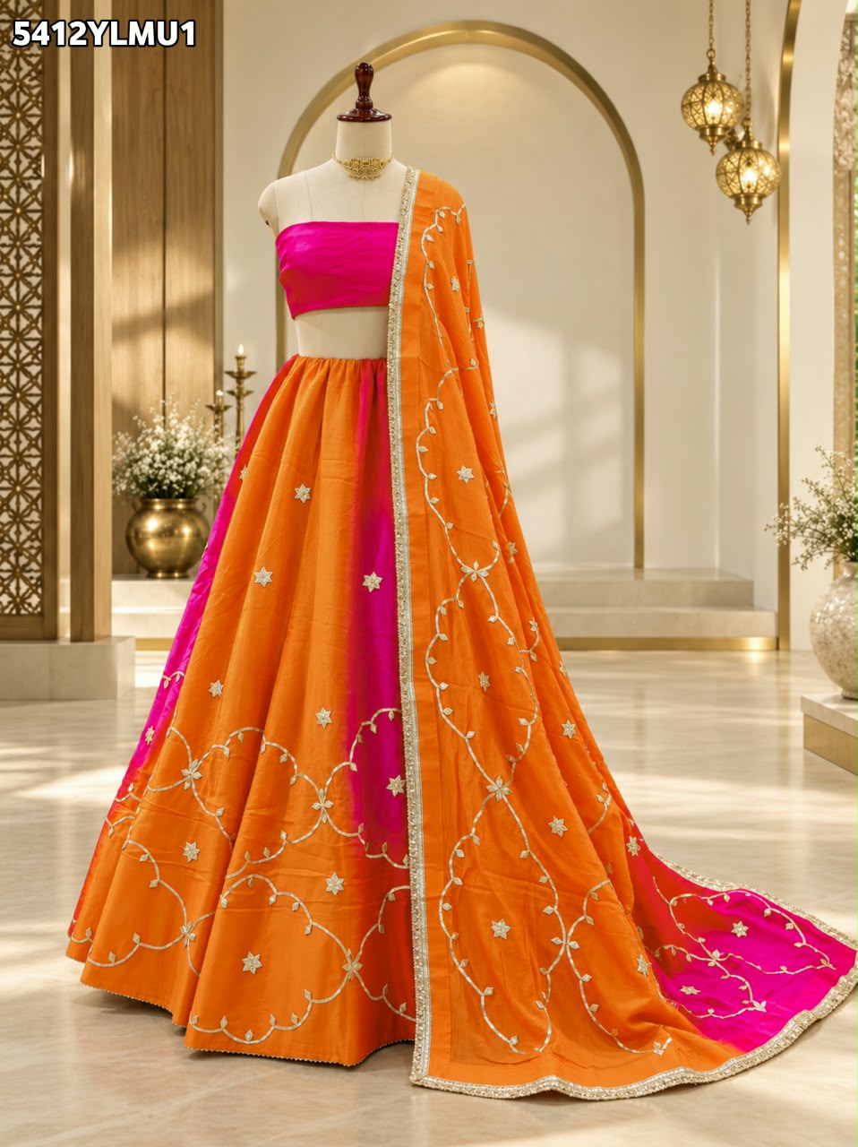 KcPc Designer HO Silk Lehenga with Traditional Gotapatti Work