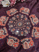 KcPc New Gaji Silk Ajrakh Style with Traditional Mirror Work Saree