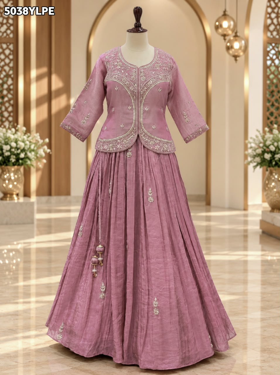 KcPc Tissue Silk Indo-Western Lehenga with Traditional Gotapatti Work