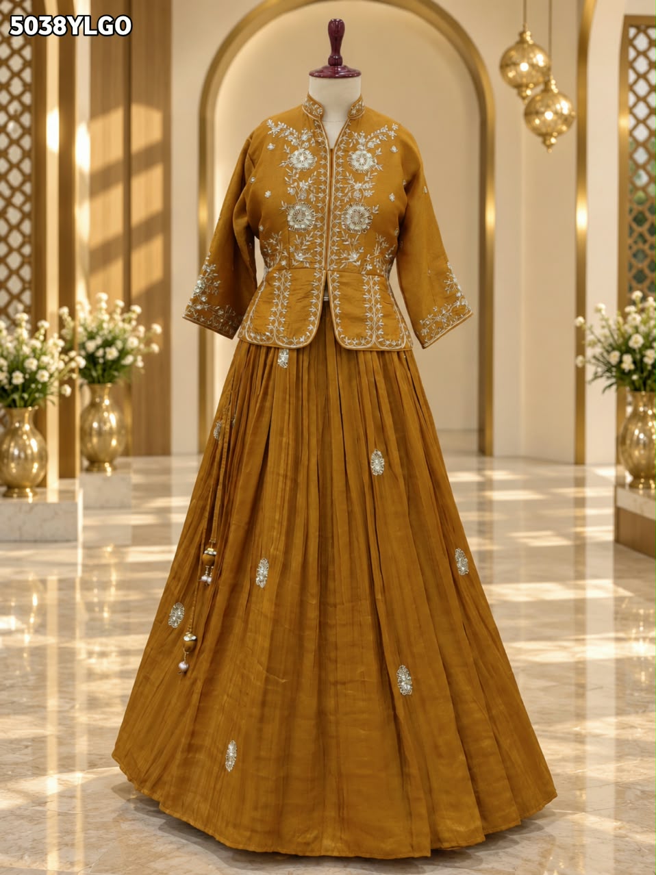 KcPc New Tissue Silk Indo-Western Lehenga with Traditional Gotapatti Work