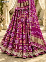 KcPC Latest Designer Semi Gaji Silk Bandhani Lehenga with Cutdana Gotapatti Work