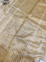 Tissue Silk Banarasi Style with Zari Weaving and Ghunghru Work Saree 5