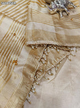 Tissue Silk Banarasi Style with Zari Weaving and Ghunghru Work Saree 3
