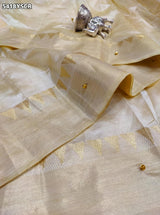 Tissue Silk Banarasi Style with Zari Weaving and Ghunghru Work Saree 4