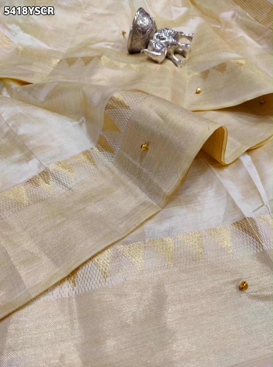 Tissue Silk Banarasi Style with Zari Weaving and Ghunghru Work Saree 4