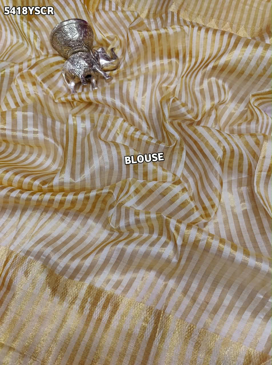 Tissue Silk Banarasi Style with Zari Weaving and Ghunghru Work Saree 7