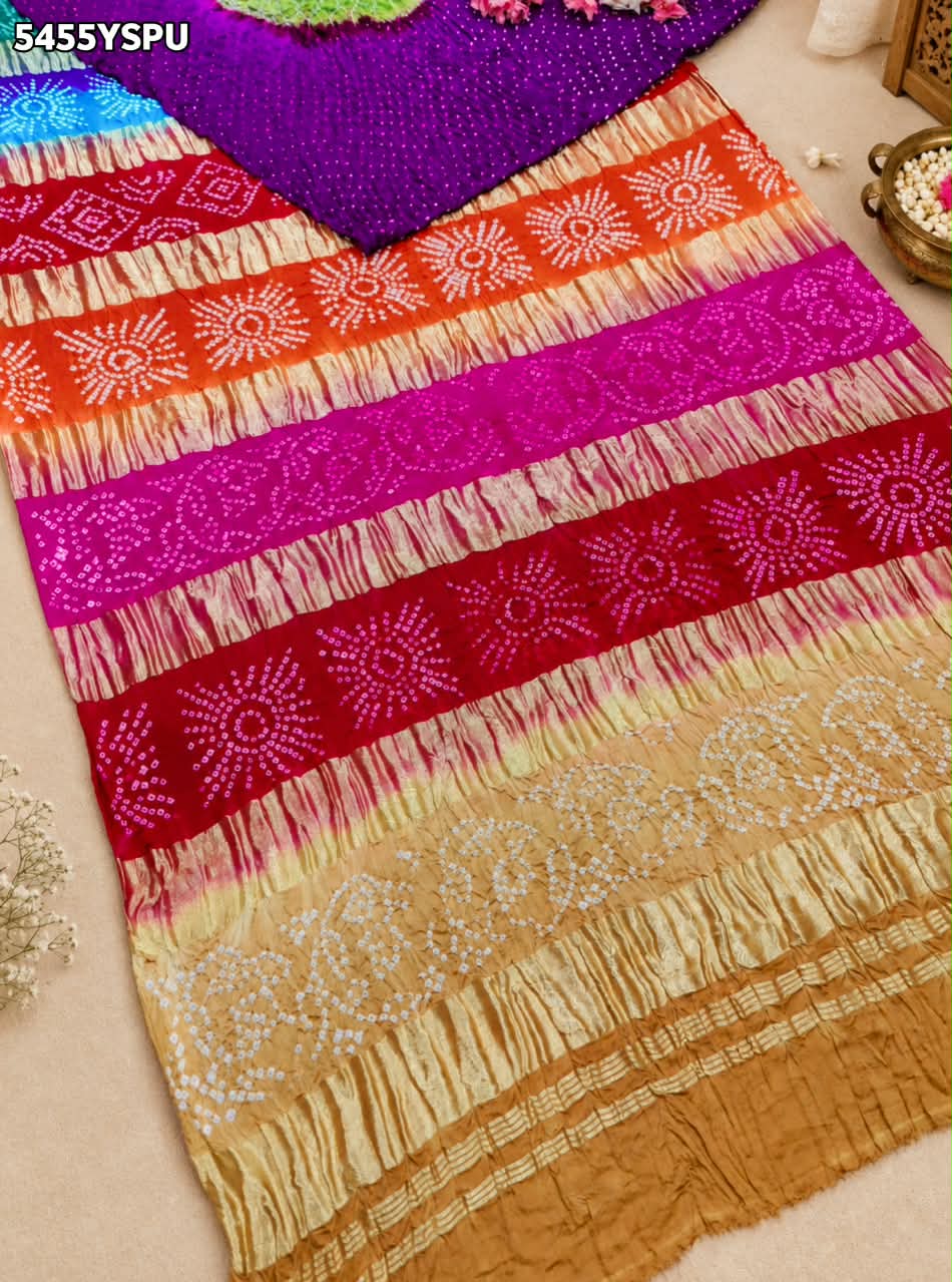 Gaji Silk Bandhani Style Traditional Festive Wear Saree 5