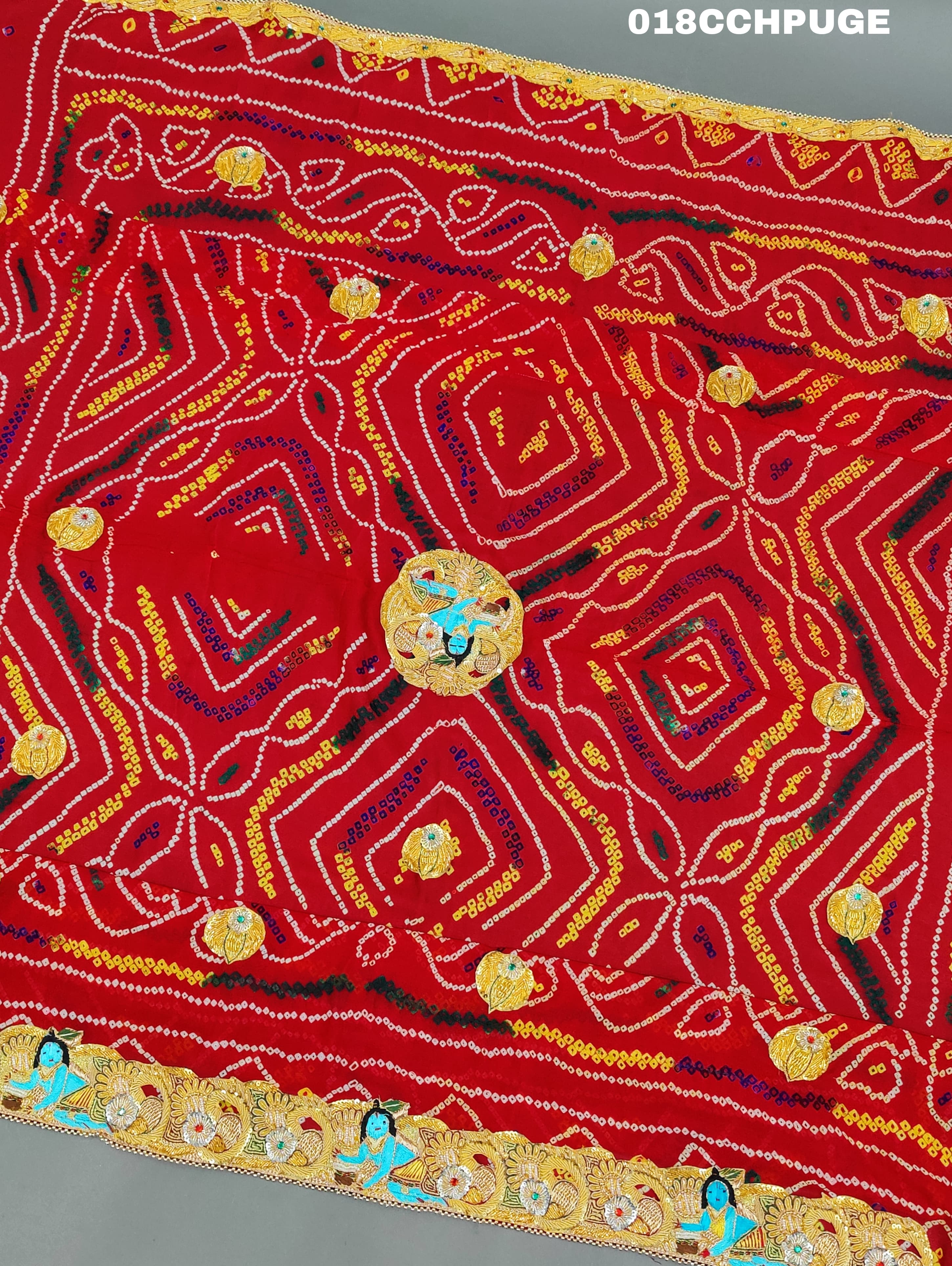 KcPc New Beautifull Heavy Belbutti pure Laddu Gopal OdhnaChunri (Pure Georgette Fabric)