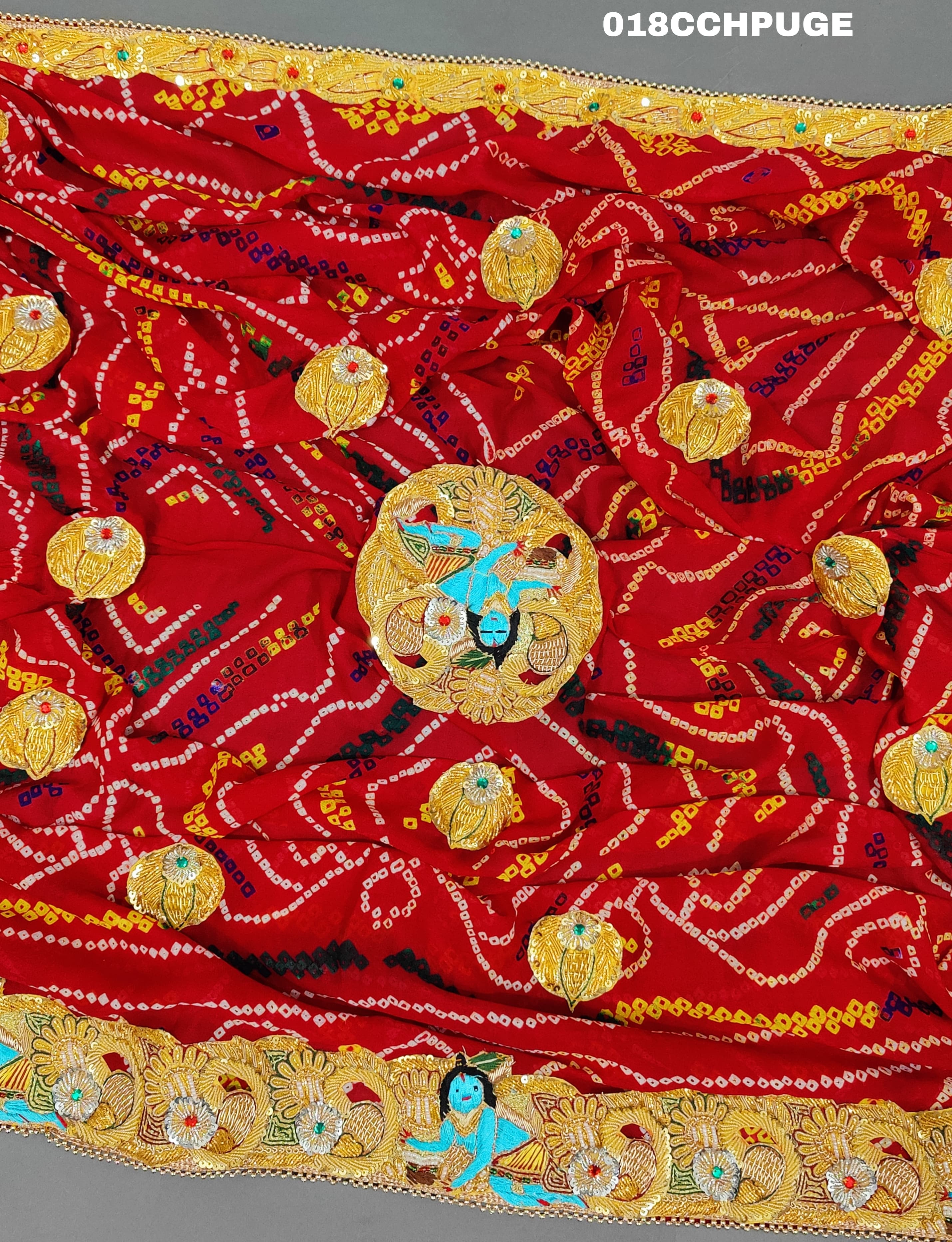 KcPc New Beautifull Heavy Belbutti pure Laddu Gopal OdhnaChunri (Pure Georgette Fabric)