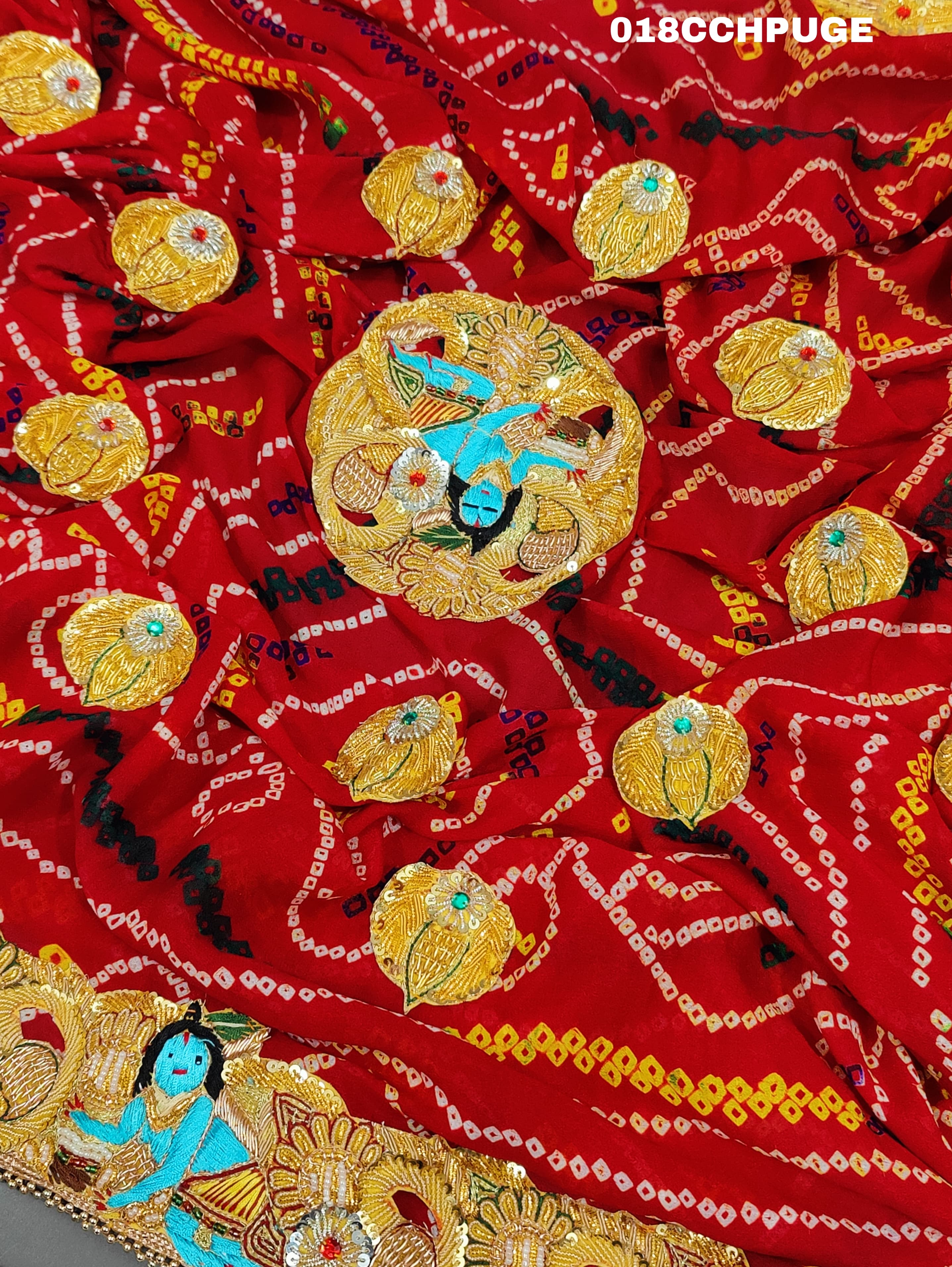 KcPc New Beautifull Heavy Belbutti pure Laddu Gopal OdhnaChunri (Pure Georgette Fabric)