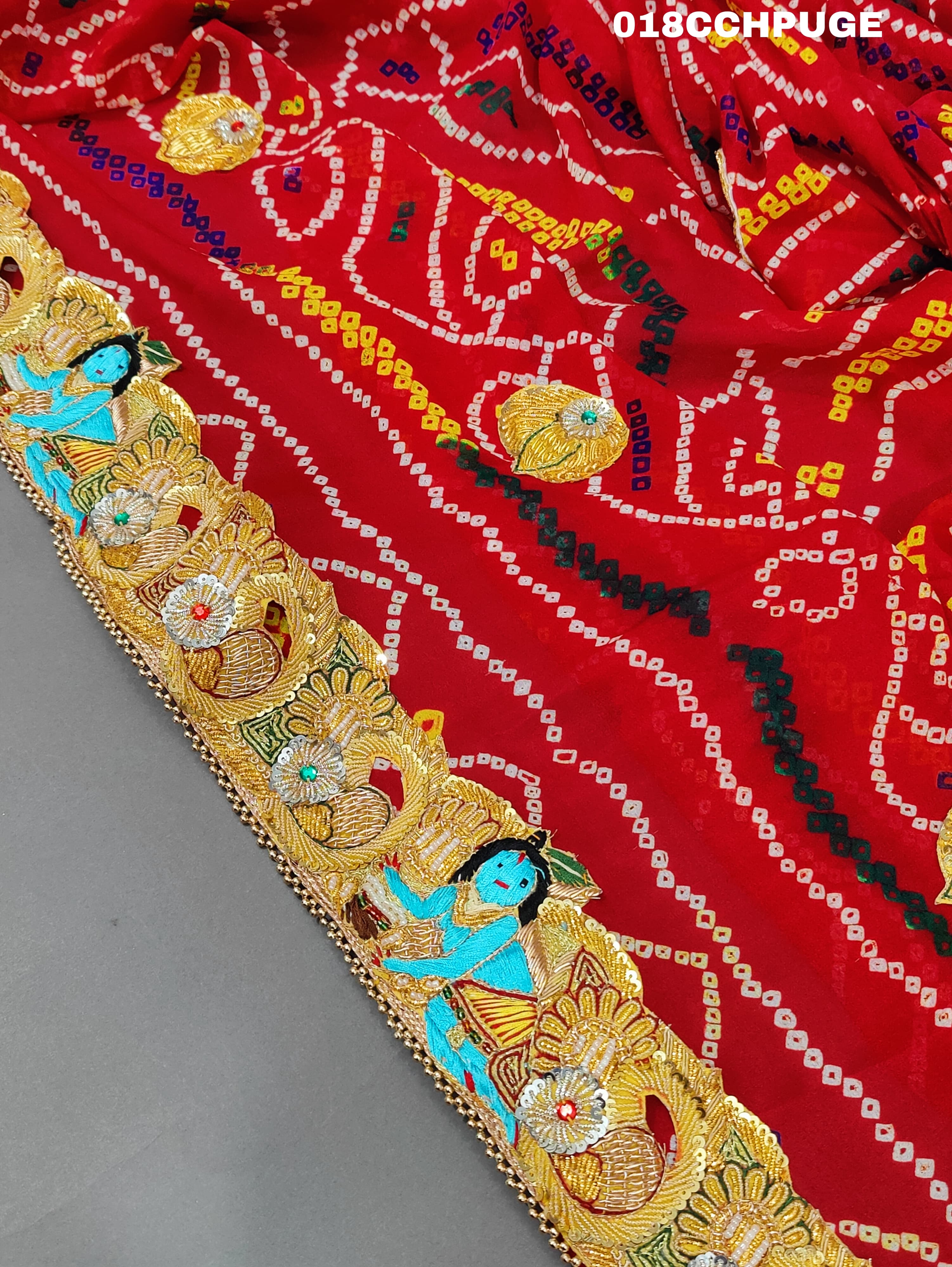 KcPc New Beautifull Heavy Belbutti pure Laddu Gopal OdhnaChunri (Pure Georgette Fabric)